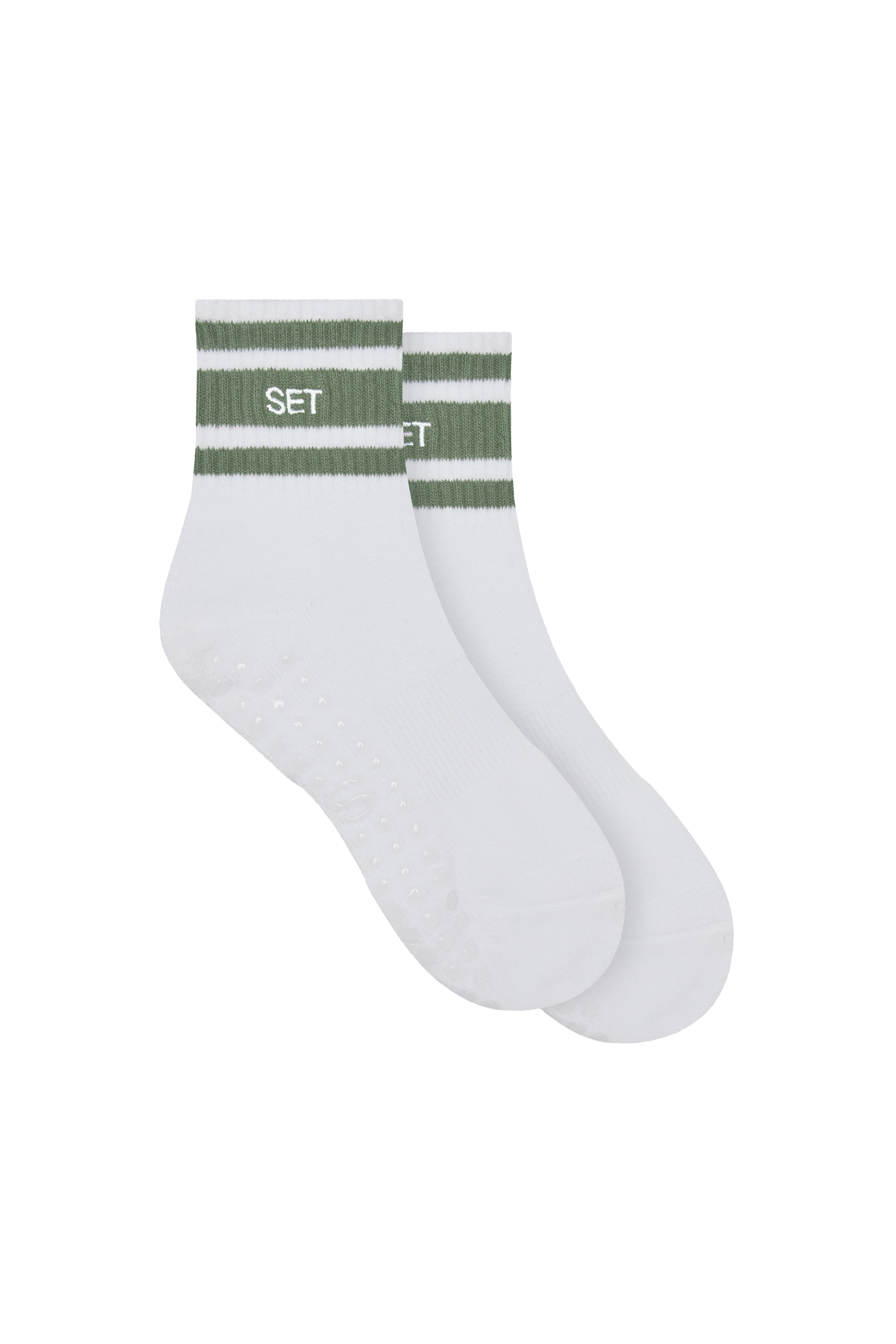 Gestreifte Pilates-Shorty-Socken – Weiß/Refresh