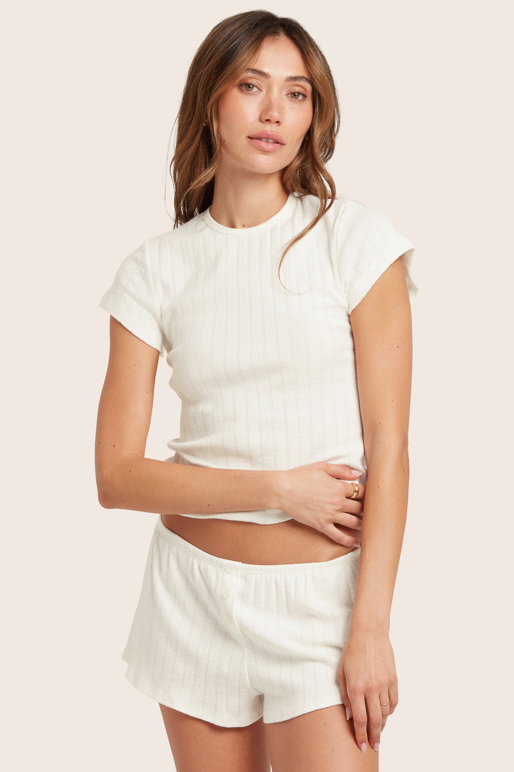 Pointelle Dainty Tee – Vanille