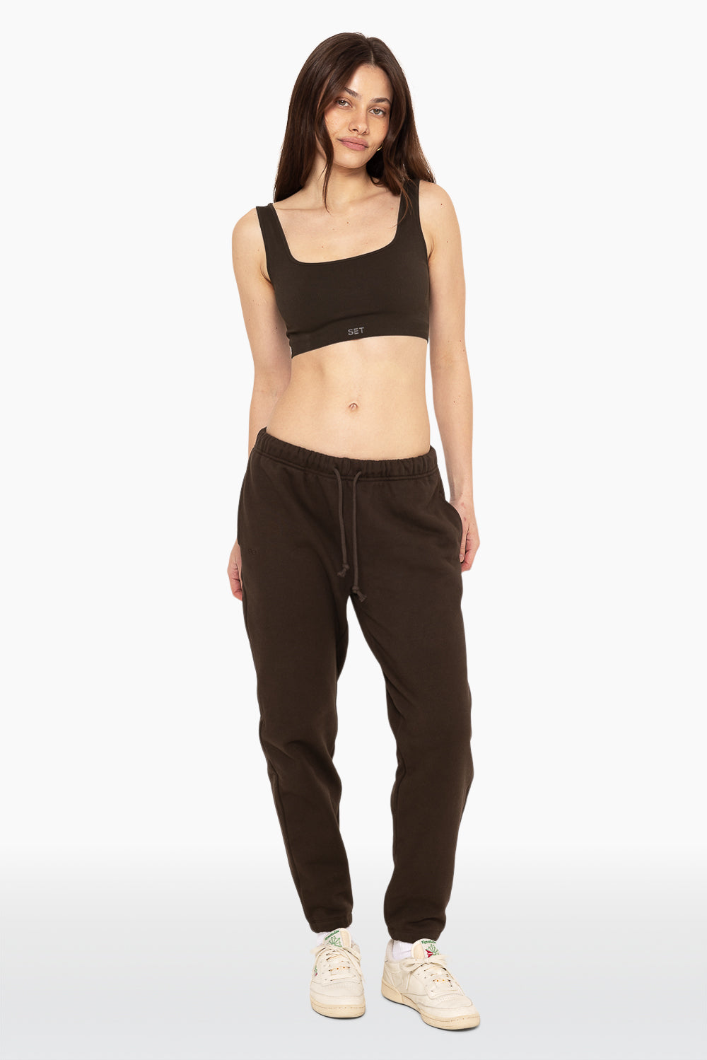 Schwere Jogginghose mit Kordelzug – Espresso